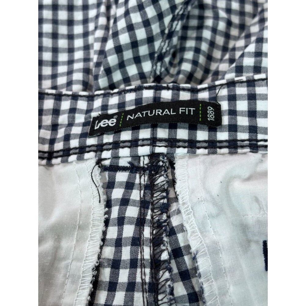 Lee Womens Natural Fit Gingham Shorts Size M Cotton/Spandex Blue/White - Picture 3 of 11